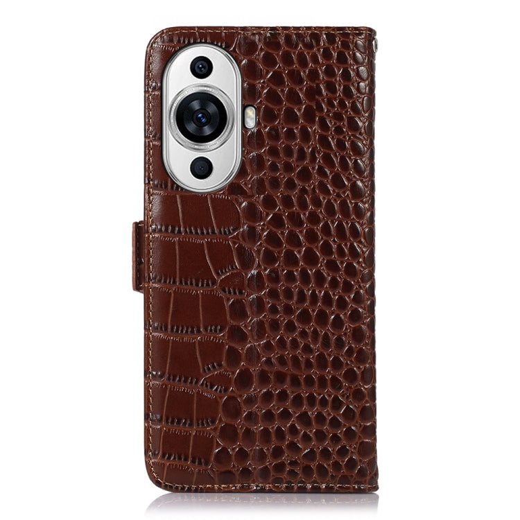 For Huawei Nova 11 Crocodile Top Layer Cowhide Leather Phone Case(Brown) - Huawei Cases by PMC TechLife | Online Shopping South Africa | PMC TechLife | Buy Now Pay Later Mobicred