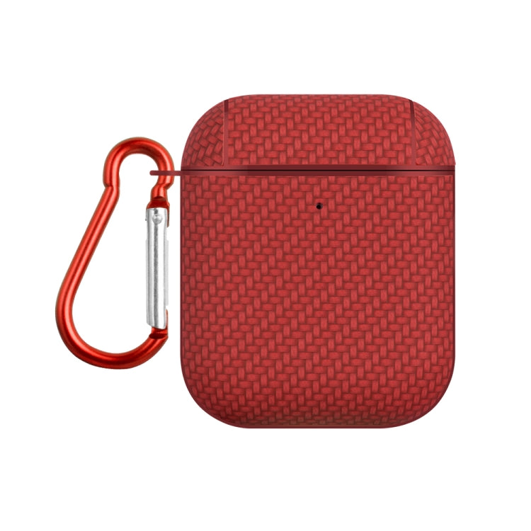 For AirPods 1 / 2 Woven Skin Texture PC TWS Earphone Protective Case(Red) - For AirPods 1/2 by PMC Jewellery | Online Shopping South Africa | PMC Jewellery | Buy Now Pay Later Mobicred