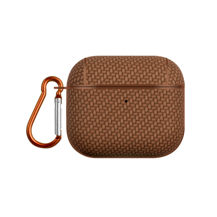 For AirPods 3 Woven Skin Texture PC TWS Earphone Protective Case(Brown) - For AirPods 3 by PMC Jewellery | Online Shopping South Africa | PMC Jewellery | Buy Now Pay Later Mobicred