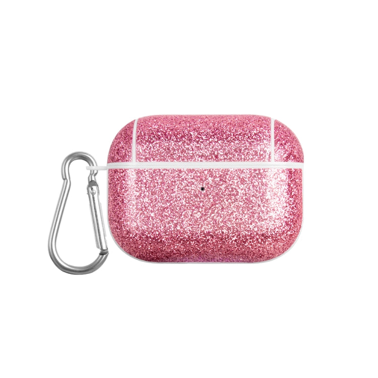 For AirPods Pro Glitter Powder Skin Texture PC TWS Earphone Case(Rose Red) - For AirPods Pro by PMC Jewellery | Online Shopping South Africa | PMC Jewellery | Buy Now Pay Later Mobicred