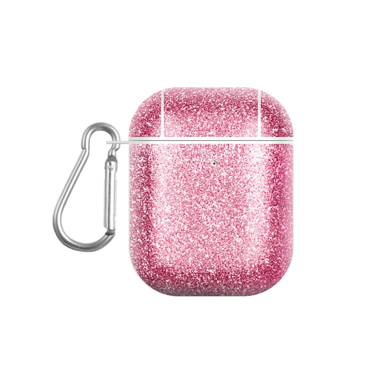 For AirPods 1 / 2 Glitter Powder Skin Texture PC TWS Earphone Case(Rose Red) - For AirPods 1/2 by PMC Jewellery | Online Shopping South Africa | PMC Jewellery | Buy Now Pay Later Mobicred