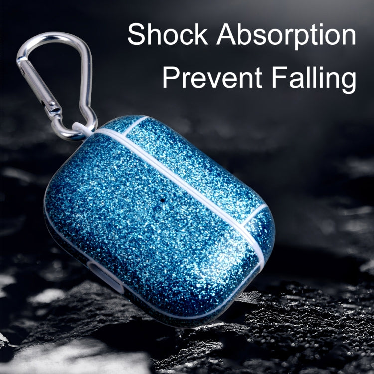For AirPods Pro Glitter Powder Skin Texture PC TWS Earphone Case(Blue) - For AirPods Pro by PMC Jewellery | Online Shopping South Africa | PMC Jewellery | Buy Now Pay Later Mobicred
