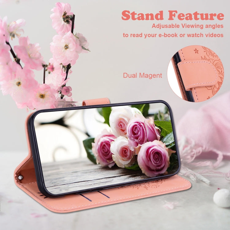 For Motorola Moto G Play 4G 2024 Butterfly Rose Embossed Leather Phone Case(Pink) - Motorola Cases by PMC Jewellery | Online Shopping South Africa | PMC Jewellery | Buy Now Pay Later Mobicred