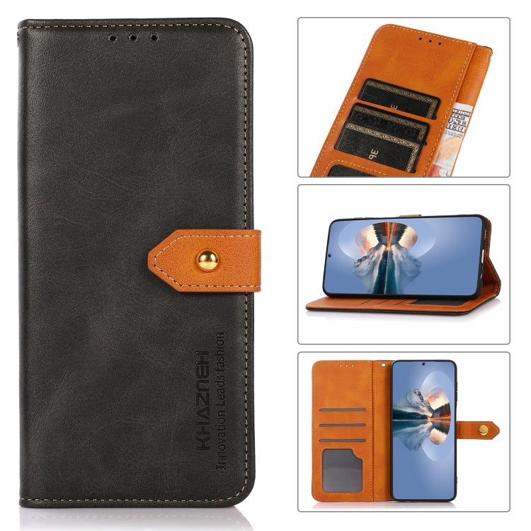 For Honor X9b/X50 5G/Magic6 Lite 5G KHAZNEH Dual-color Cowhide Texture Flip Leather Phone Case(Black) - Honor Cases by PMC TechLife | Online Shopping South Africa | PMC TechLife | Buy Now Pay Later Mobicred