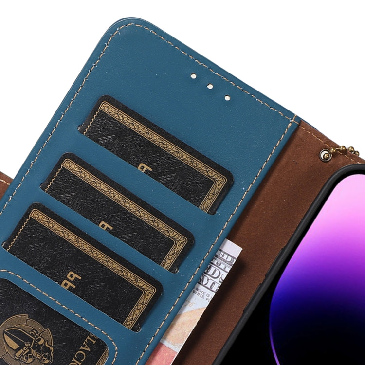 For Honor 90 Lite / X50i 5G Genuine Leather Magnetic RFID Leather Phone Case(Blue) - Honor Cases by PMC TechLife | Online Shopping South Africa | PMC TechLife | Buy Now Pay Later Mobicred