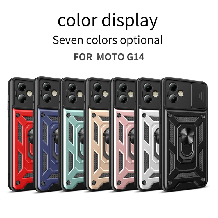 For Motorola Moto G14 Sliding Camera Cover Design TPU+PC Phone Case(Silver) - Motorola Cases by PMC TechLife | Online Shopping South Africa | PMC TechLife | Buy Now Pay Later Mobicred