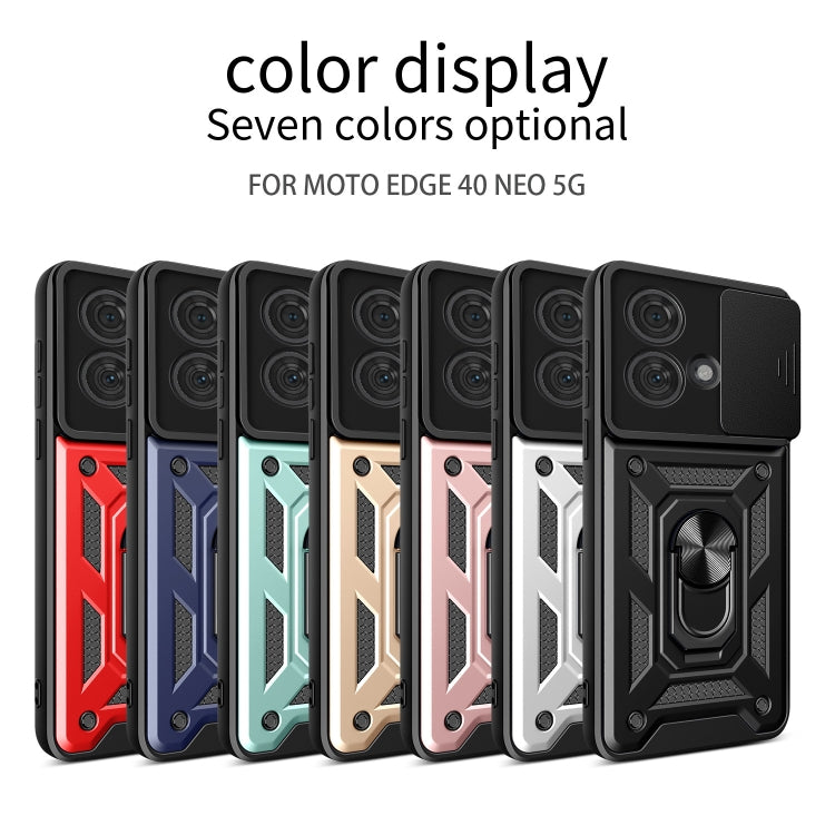 For Motorola Edge 40 Neo 5G Sliding Camera Cover Design TPU Hybrid PC Phone Case(Silver) - Motorola Cases by PMC TechLife | Online Shopping South Africa | PMC TechLife | Buy Now Pay Later Mobicred