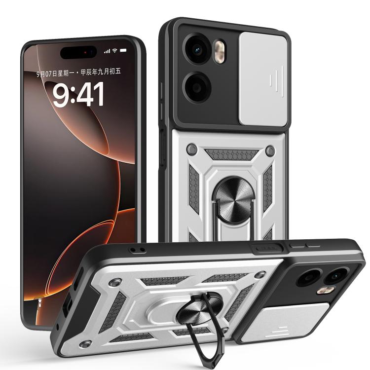 For Motorola Moto G05 Sliding Camera Cover Design TPU+PC Phone Case(Silver) - free shipping - PMC TechLife - Order now!