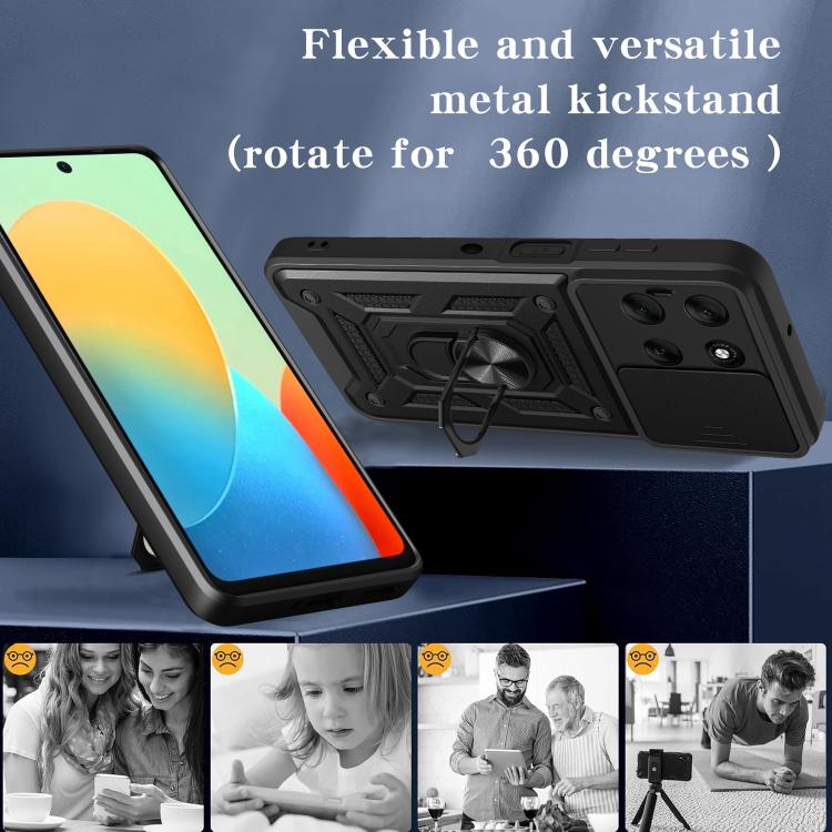 For Motorola Moto G56 5G Sliding Camera Cover Design TPU+PC Phone Case(Black) - free shipping - PMC TechLife - Order now!