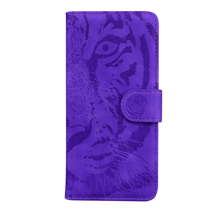 For iPhone 16e Tiger Embossing Pattern Leather Phone Case(Purple) - iPhone 16e Cases by PMC TechLife | Online Shopping South Africa | PMC TechLife | Buy Now Pay Later Mobicred