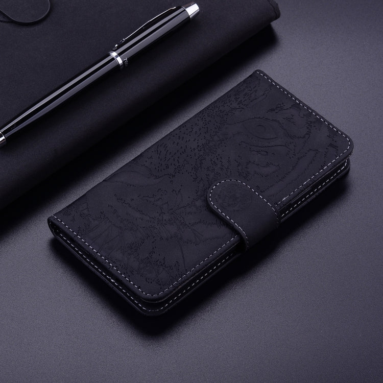 For iPhone 16 Tiger Embossing Pattern Leather Phone Case(Black) - iPhone 16 Cases by PMC TechLife | Online Shopping South Africa | PMC TechLife | Buy Now Pay Later Mobicred