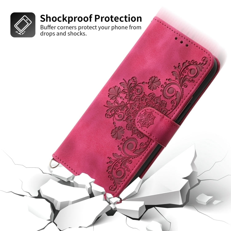 For Xiaomi Redmi Note 13 5G Skin-feel Flowers Embossed Wallet Leather Phone Case(Wine Red) - Note 13 Cases by PMC TechLife | Online Shopping South Africa | PMC TechLife | Buy Now Pay Later Mobicred