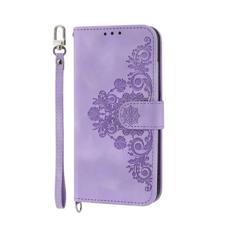 For Xiaomi 14 Skin-feel Flowers Embossed Wallet Leather Phone Case(Purple) - 14 Cases by PMC TechLife | Online Shopping South Africa | PMC TechLife | Buy Now Pay Later Mobicred