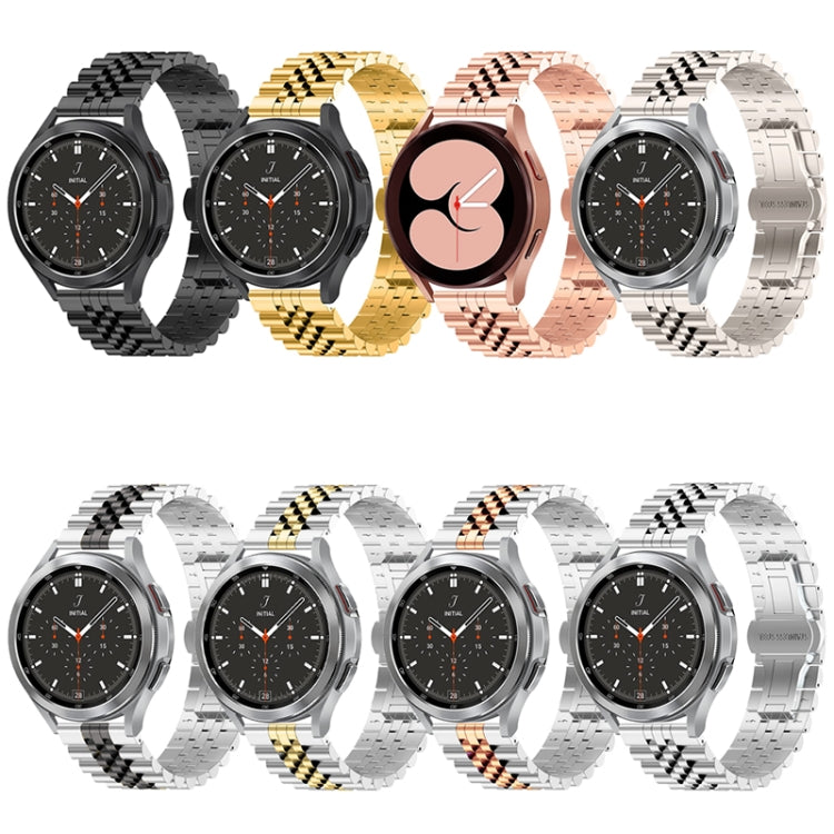 For Huawei Watch 4 / 4 Pro Five Bead Stainless Steel Watch Band(Silver Gold) - Watch Bands by PMC TechLife | Online Shopping South Africa | PMC TechLife