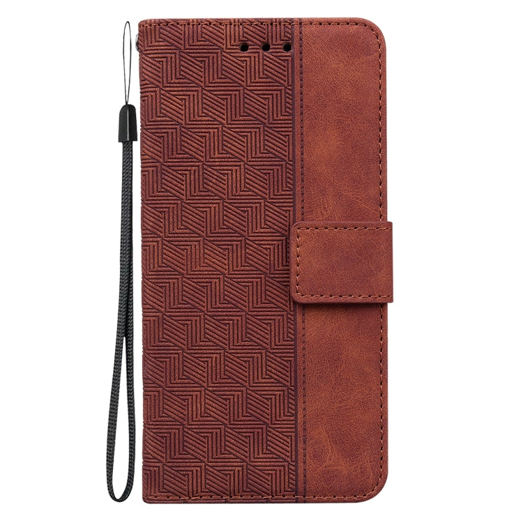 For Realme 12 5G Geometric Embossed Leather Phone Case(Brown) - Realme Cases by PMC TechLife | Online Shopping South Africa | PMC TechLife | Buy Now Pay Later Mobicred