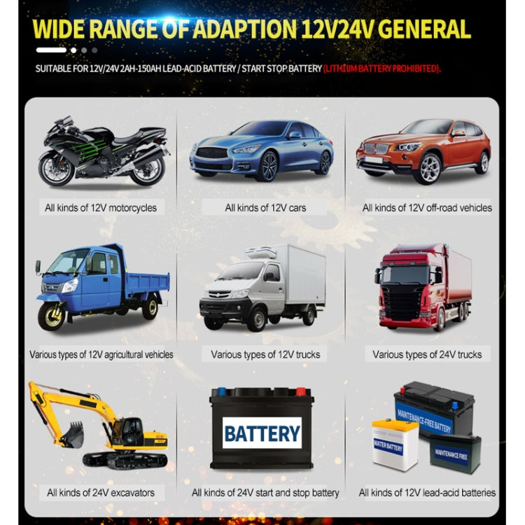 ANHTCzyx 12V 8A  / 24V 4A Automobile Battery Charger Motorcycle Battery Repair Type AGM(EU Plug) - Battery Charger by PMC TechLife | Online Shopping South Africa | PMC TechLife | Buy Now Pay Later Mobicred
