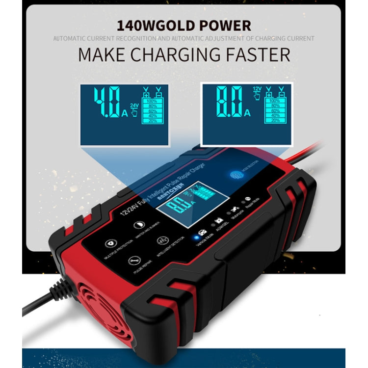 ANHTCzyx 12V 8A  / 24V 4A Automobile Battery Charger Motorcycle Battery Repair Type AGM(EU Plug) - Battery Charger by PMC TechLife | Online Shopping South Africa | PMC TechLife | Buy Now Pay Later Mobicred