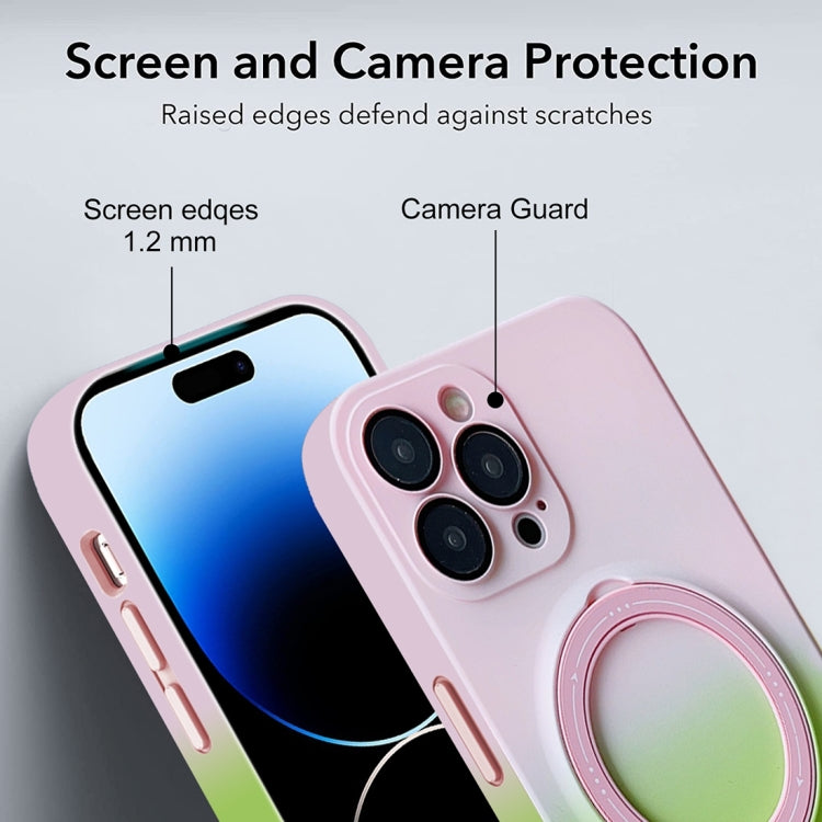 For iPhone 13 MagSafe Holder Gradient TPU Phone Case(Orange Yellow) - iPhone 13 Cases by PMC TechLife | Online Shopping South Africa | PMC TechLife