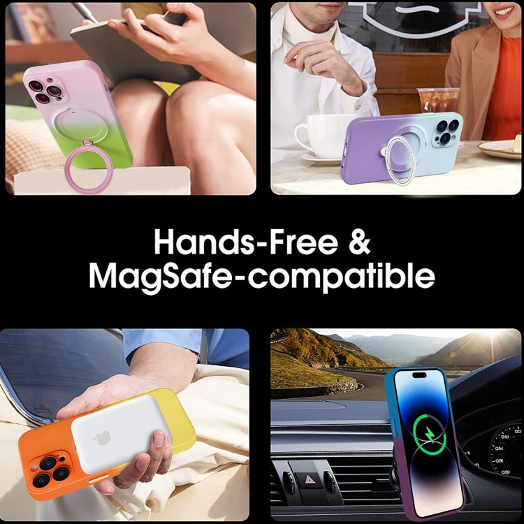 For iPhone 11 Pro MagSafe Holder Gradient TPU Phone Case(Blue Purple) - iPhone 11 Pro Cases by PMC TechLife | Online Shopping South Africa | PMC TechLife