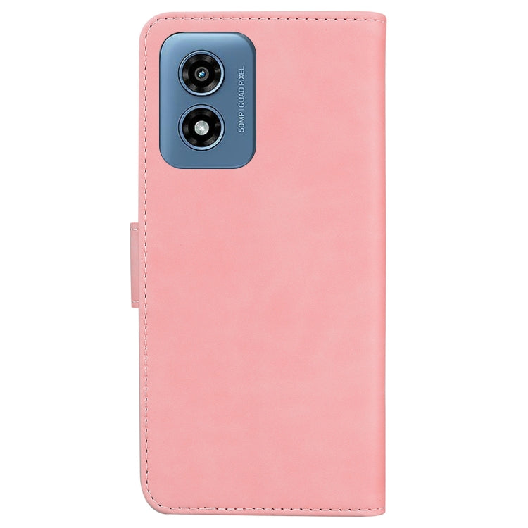 For Motorola Moto G Play 4G 2024 Skin Feel Pure Color Flip Leather Phone Case(Pink) - Motorola Cases by PMC Jewellery | Online Shopping South Africa | PMC Jewellery | Buy Now Pay Later Mobicred