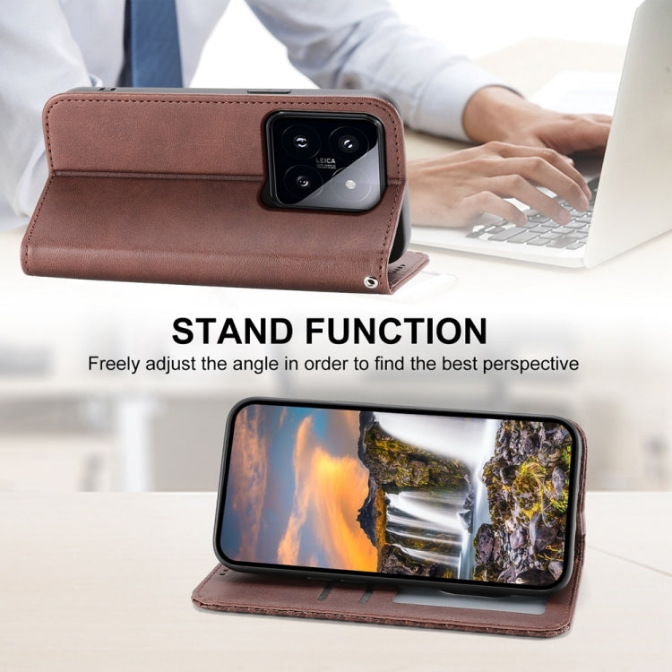 For Xiaomi 14 Pro Cubic Grid Calf Texture Magnetic Leather Phone Case(Brown) - 14 Pro Cases by PMC TechLife | Online Shopping South Africa | PMC TechLife | Buy Now Pay Later Mobicred