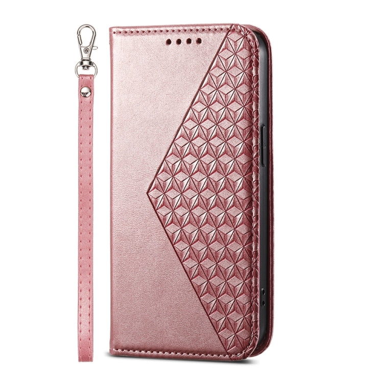 For Xiaomi 14 Cubic Grid Calf Texture Magnetic Leather Phone Case(Rose Gold) - 14 Cases by PMC TechLife | Online Shopping South Africa | PMC TechLife | Buy Now Pay Later Mobicred