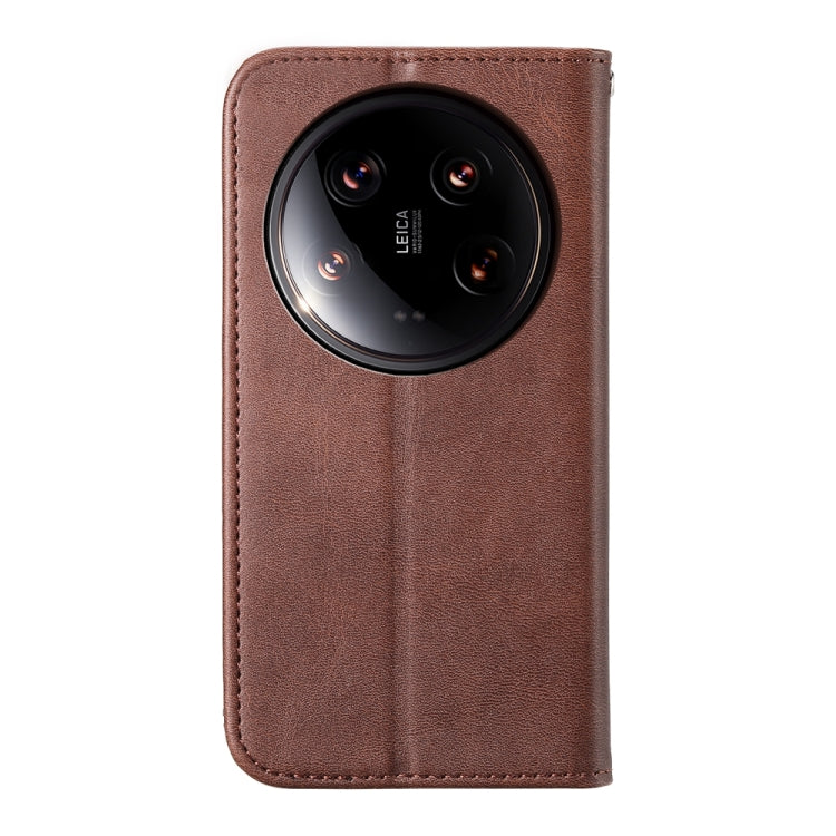 For Xiaomi 14 Ultra Cubic Grid Calf Texture Magnetic Leather Phone Case(Brown) - 14 Ultra Cases by PMC TechLife | Online Shopping South Africa | PMC TechLife | Buy Now Pay Later Mobicred