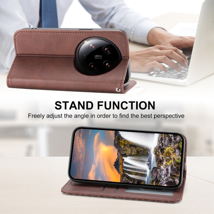 For Xiaomi 14 Ultra Cubic Grid Calf Texture Magnetic Leather Phone Case(Brown) - 14 Ultra Cases by PMC TechLife | Online Shopping South Africa | PMC TechLife | Buy Now Pay Later Mobicred