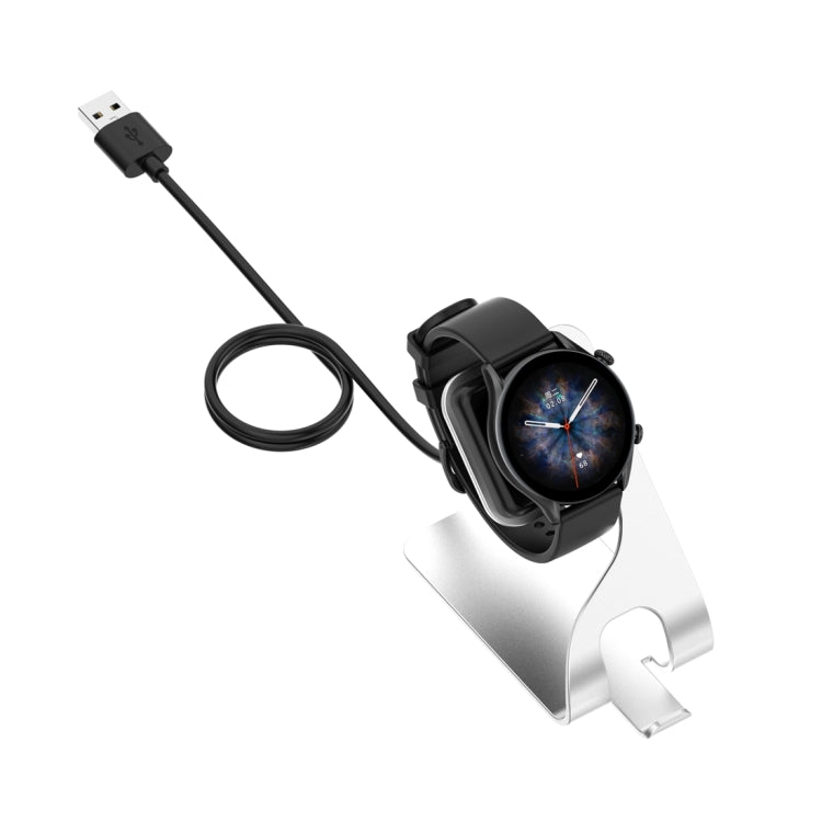 For Amazfit T-Rex Ultra Rotatable Smart Watch Charger Metal Dock Charger Bracket(Silver) - Charger by PMC TechLife | Online Shopping South Africa | PMC TechLife | Buy Now Pay Later Mobicred