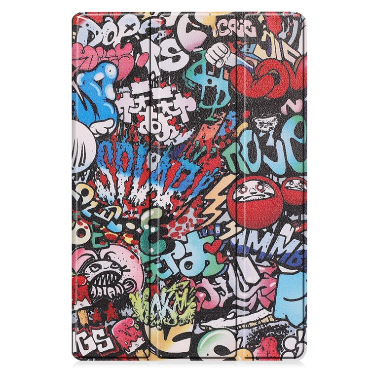 For Samsung Galaxy Tab S9 FE+ / S10+ Custer Painted 3-Fold Holder Smart Leather Tablet Case(Graffiti) - free shipping - PMC Jewellery - Order now!