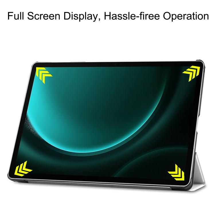 For Samsung Galaxy Tab S9 FE+ Custer Painted 3-Fold Holder Smart Leather Tablet Case(Lazy Cat) - Galaxy Tab S9 FE+ by PMC TechLife | Online Shopping South Africa | PMC TechLife