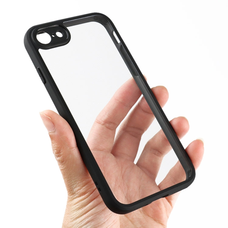 For iPhone SE 2022 / 2020 / 8 / 7 Frosted TPU + Transparent PC Phone Case(Black) - iPhone SE 2022 / 2020 / 8 / 7 Cases by PMC TechLife | Online Shopping South Africa | PMC TechLife