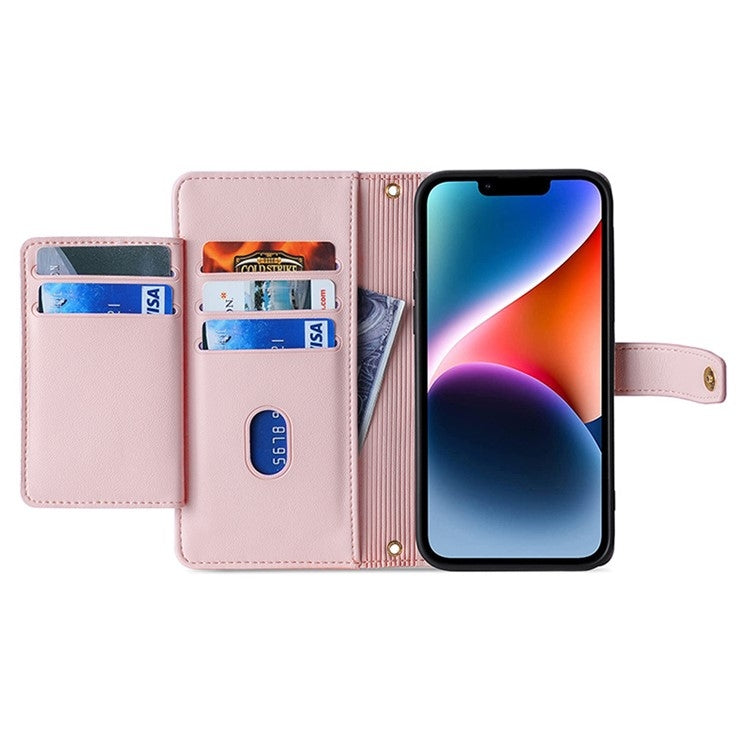 For Huawei Mate 60 Lite Sheep Texture Cross-body Zipper Wallet Leather Phone Case(Pink) - Huawei Cases by PMC TechLife | Online Shopping South Africa | PMC TechLife | Buy Now Pay Later Mobicred