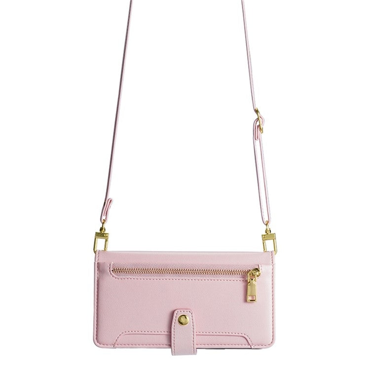 For Huawei Mate 60 Lite Sheep Texture Cross-body Zipper Wallet Leather Phone Case(Pink) - Huawei Cases by PMC TechLife | Online Shopping South Africa | PMC TechLife | Buy Now Pay Later Mobicred