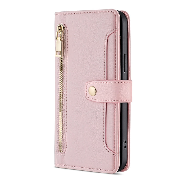 For Honor X50 5G Sheep Texture Cross-body Zipper Wallet Leather Phone Case(Pink) - Honor Cases by PMC TechLife | Online Shopping South Africa | PMC TechLife | Buy Now Pay Later Mobicred
