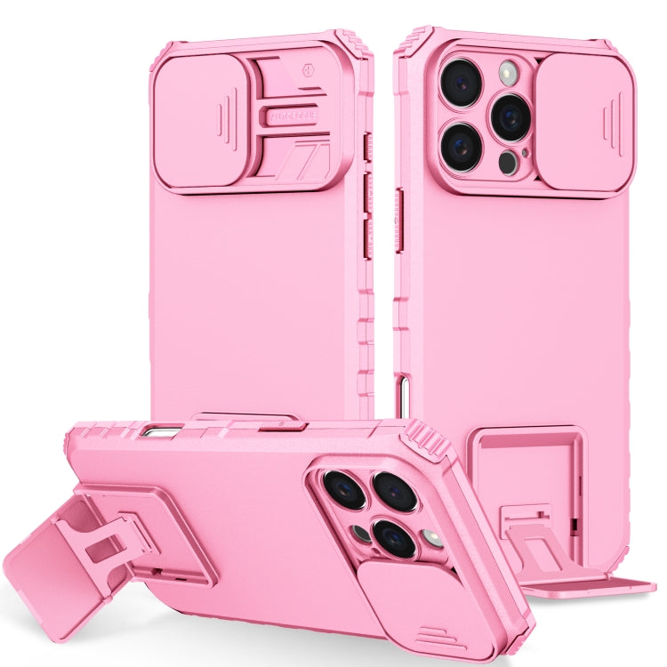For iPhone 16 Pro Stereoscopic Holder Sliding Camshield Phone Case(Pink) - iPhone 16 Pro Cases by PMC TechLife | Online Shopping South Africa | PMC TechLife | Buy Now Pay Later Mobicred