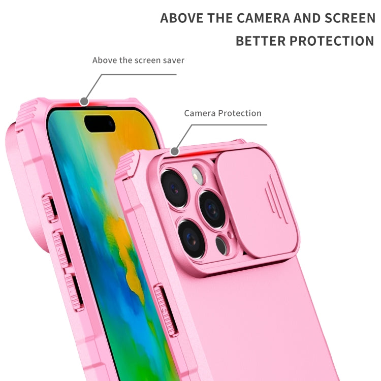 For iPhone 16 Pro Stereoscopic Holder Sliding Camshield Phone Case(Pink) - iPhone 16 Pro Cases by PMC TechLife | Online Shopping South Africa | PMC TechLife | Buy Now Pay Later Mobicred