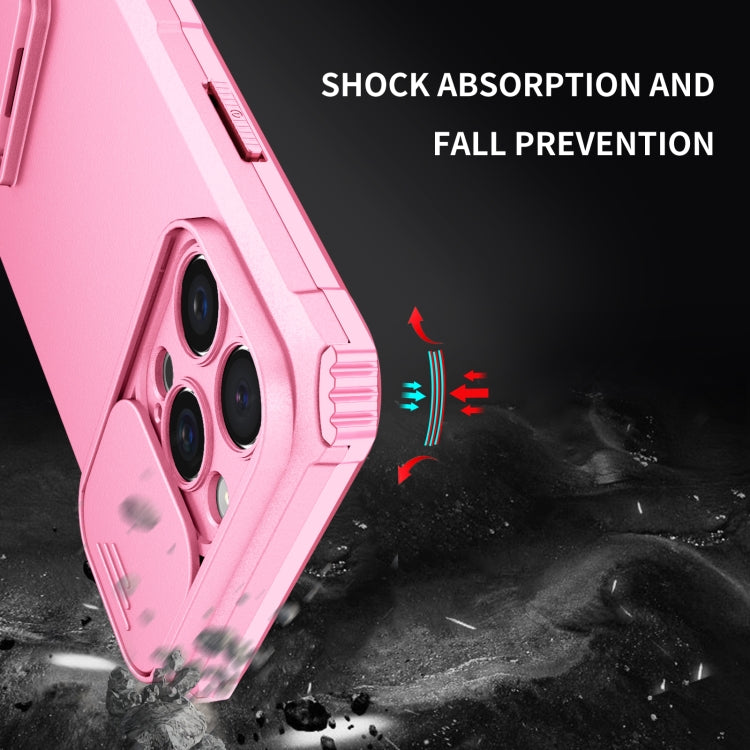 For iPhone 16 Pro Stereoscopic Holder Sliding Camshield Phone Case(Pink) - iPhone 16 Pro Cases by PMC TechLife | Online Shopping South Africa | PMC TechLife | Buy Now Pay Later Mobicred