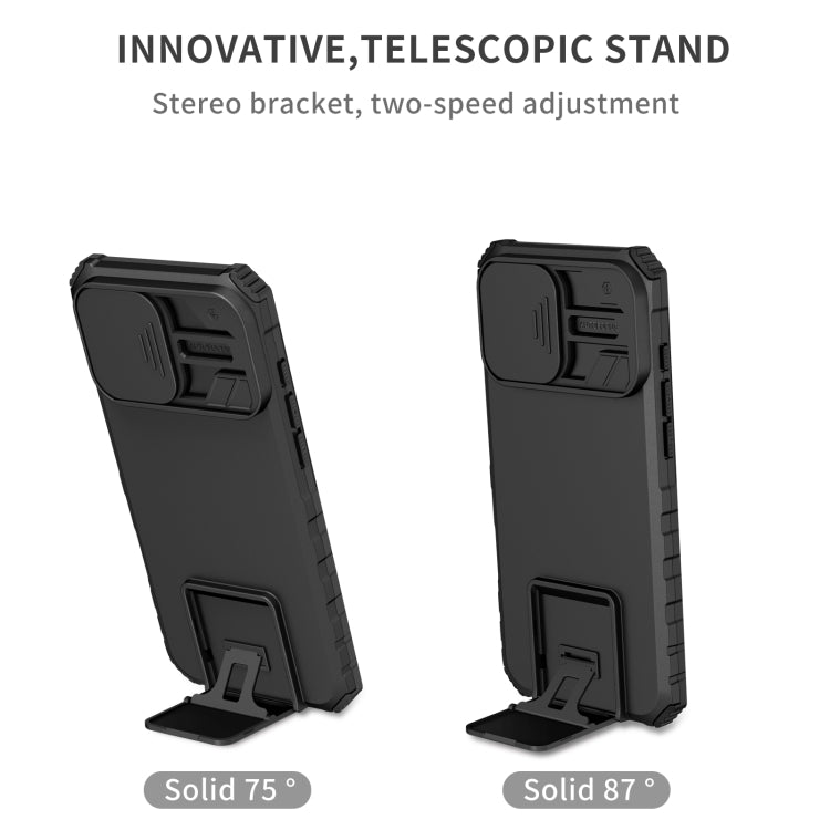 For iPhone 16 Pro Stereoscopic Holder Sliding Camshield Phone Case(Black) - iPhone 16 Pro Cases by PMC TechLife | Online Shopping South Africa | PMC TechLife | Buy Now Pay Later Mobicred