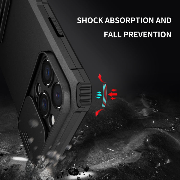 For iPhone 16 Pro Stereoscopic Holder Sliding Camshield Phone Case(Black) - iPhone 16 Pro Cases by PMC TechLife | Online Shopping South Africa | PMC TechLife | Buy Now Pay Later Mobicred