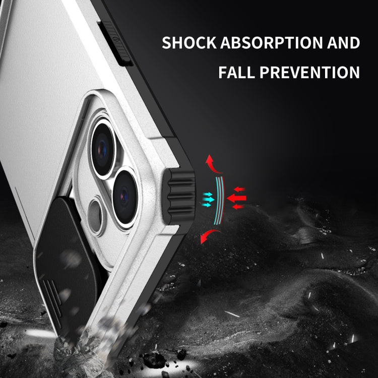 For iPhone 16 Plus Stereoscopic Holder Sliding Camshield Phone Case(White) - iPhone 16 Plus Cases by PMC TechLife | Online Shopping South Africa | PMC TechLife | Buy Now Pay Later Mobicred