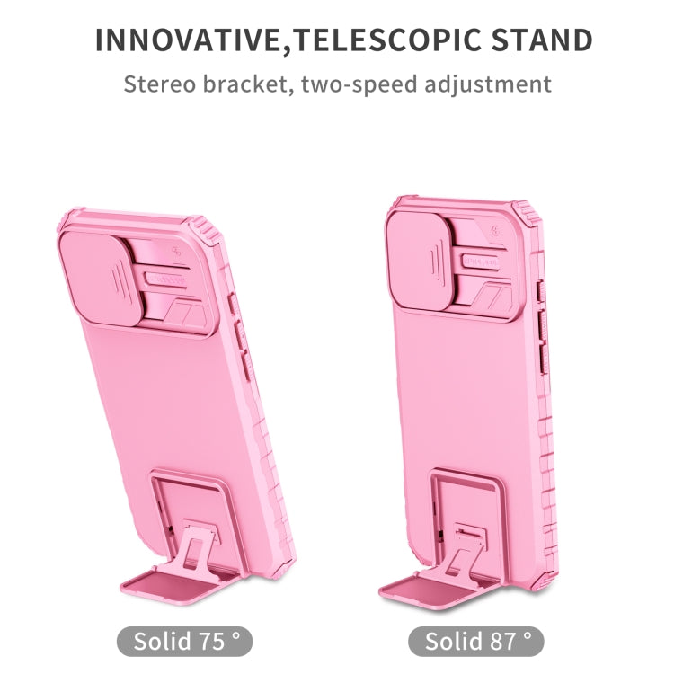 For iPhone 16 Plus Stereoscopic Holder Sliding Camshield Phone Case(Pink) - iPhone 16 Plus Cases by PMC TechLife | Online Shopping South Africa | PMC TechLife | Buy Now Pay Later Mobicred