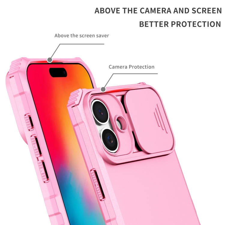 For iPhone 16 Plus Stereoscopic Holder Sliding Camshield Phone Case(Pink) - iPhone 16 Plus Cases by PMC TechLife | Online Shopping South Africa | PMC TechLife | Buy Now Pay Later Mobicred
