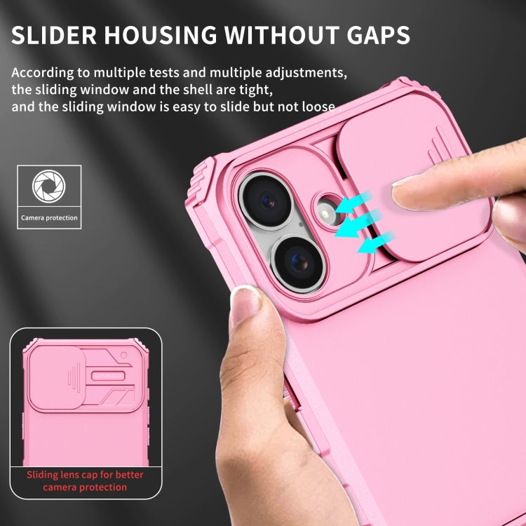 For iPhone 16 Plus Stereoscopic Holder Sliding Camshield Phone Case(Pink) - iPhone 16 Plus Cases by PMC TechLife | Online Shopping South Africa | PMC TechLife | Buy Now Pay Later Mobicred