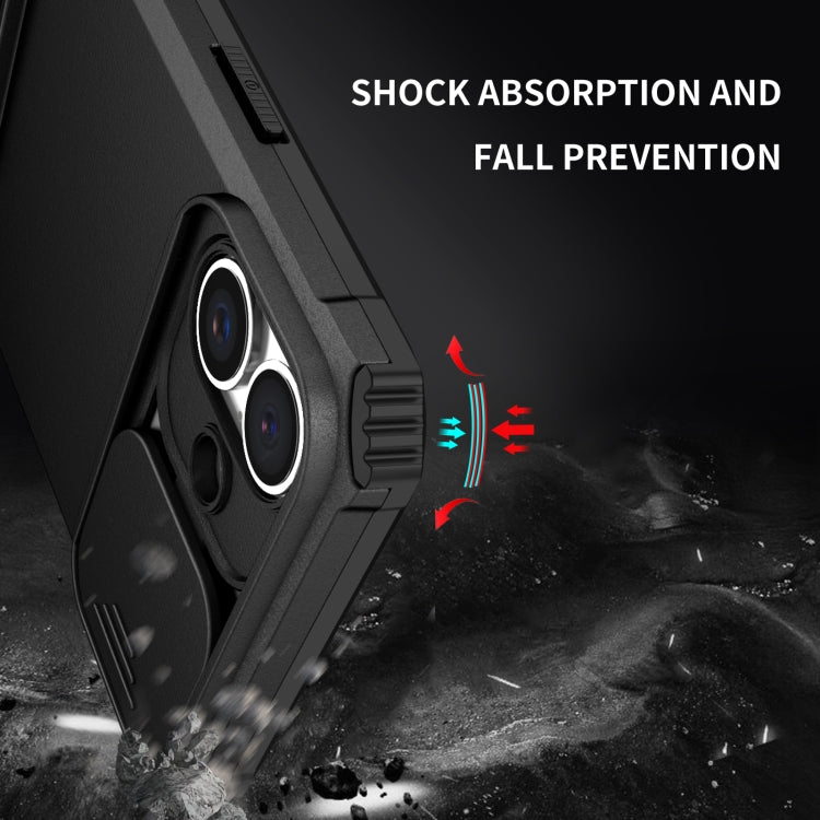 For iPhone 16 Plus Stereoscopic Holder Sliding Camshield Phone Case(Black) - iPhone 16 Plus Cases by PMC TechLife | Online Shopping South Africa | PMC TechLife | Buy Now Pay Later Mobicred