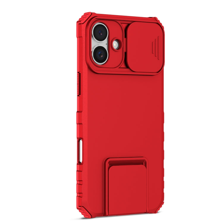 For iPhone 16 Plus Stereoscopic Holder Sliding Camshield Phone Case(Red) - iPhone 16 Plus Cases by PMC TechLife | Online Shopping South Africa | PMC TechLife | Buy Now Pay Later Mobicred