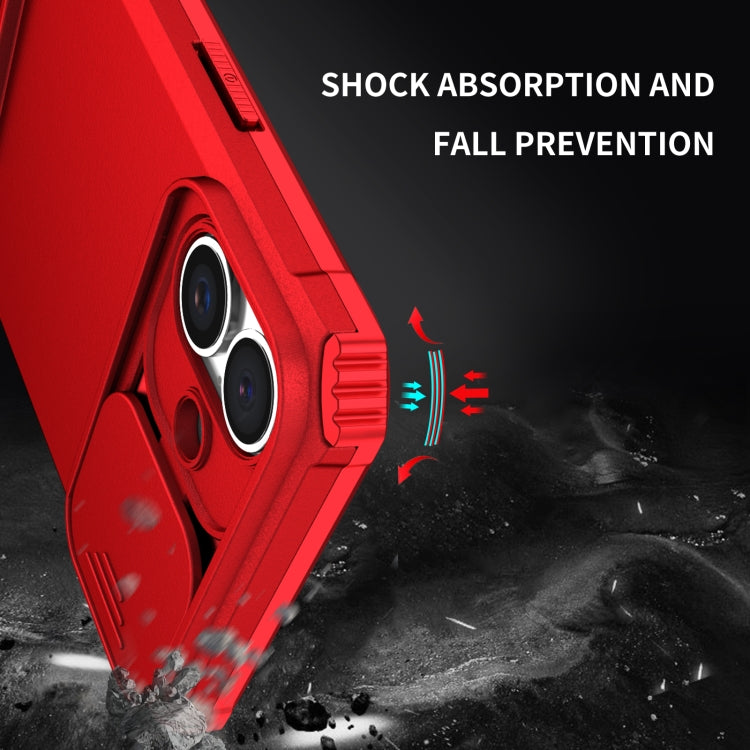 For iPhone 16 Plus Stereoscopic Holder Sliding Camshield Phone Case(Red) - iPhone 16 Plus Cases by PMC TechLife | Online Shopping South Africa | PMC TechLife | Buy Now Pay Later Mobicred