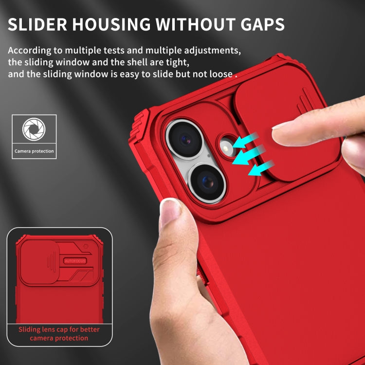For iPhone 16 Plus Stereoscopic Holder Sliding Camshield Phone Case(Red) - iPhone 16 Plus Cases by PMC TechLife | Online Shopping South Africa | PMC TechLife | Buy Now Pay Later Mobicred