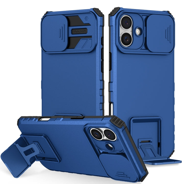 For iPhone 16 Plus Stereoscopic Holder Sliding Camshield Phone Case(Blue) - free shipping - PMC TechLife - Order now!