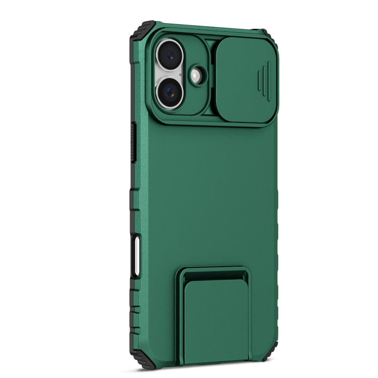 For iPhone 16 Plus Stereoscopic Holder Sliding Camshield Phone Case(Green) - iPhone 16 Plus Cases by PMC TechLife | Online Shopping South Africa | PMC TechLife | Buy Now Pay Later Mobicred